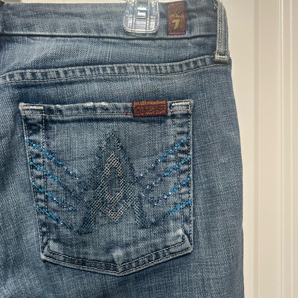 7 For All Mankind Women's Denim Jeans with Blue Stitching